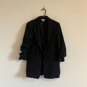 H&M Gathered-sleeve blazer - Black - Ladies